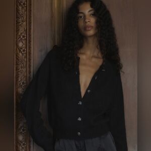 DÔEN Petra Crystal Button Cardigan L